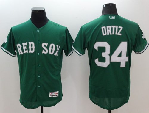 Red Sox #34 David Ortiz Green Celtic Flexbase Authentic Collection Stitched MLB Jersey